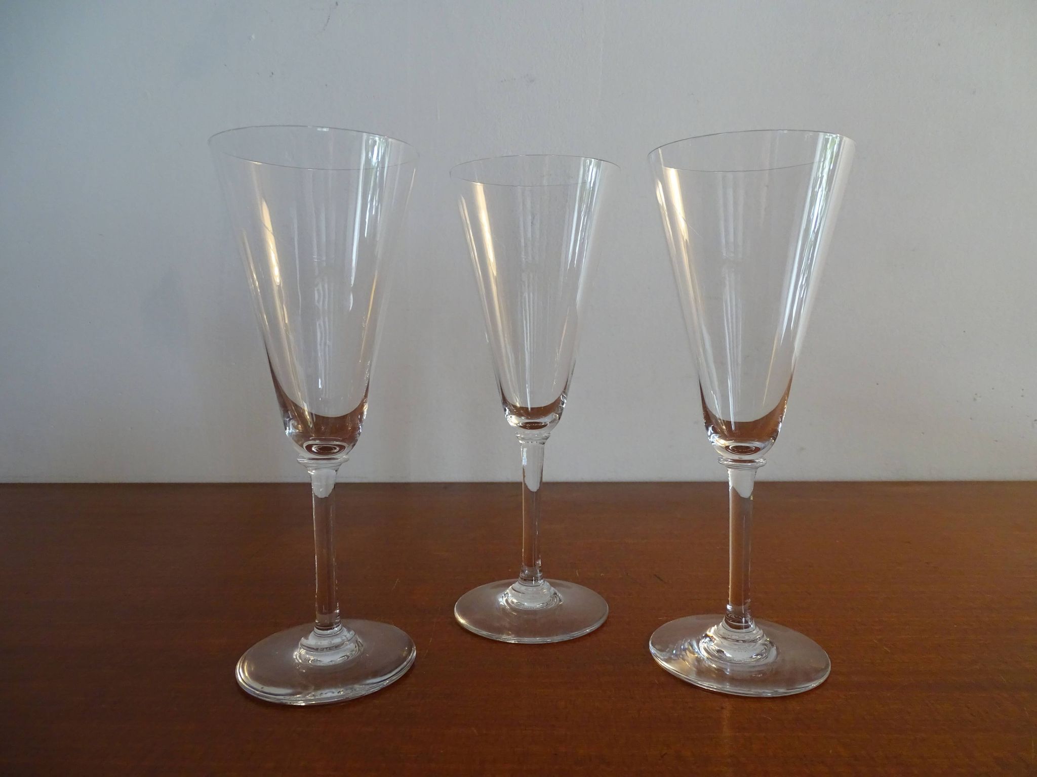 3 signed Baccarat crystal champagne flutes MUM model - 18.7 cm