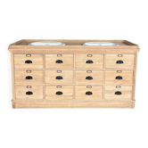 Meuble 2 vasques bois brut