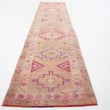 3x12 Rug For Kitchen Pale Red Pink Turkish Vintage Runner Rug 85x367Cm