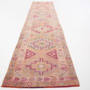 3x12 Rug For Kitchen Pale Red Pink Turkish Vintage Runner Rug 85x367Cm