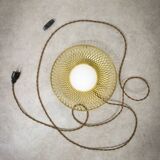 Mid-Century Intricate Wall Lamp in Brass and Opaline Glass, 1950s