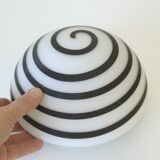 Applique murale vintage Pop Art en verre noir et blanc