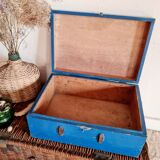 Blue old wooden trunk