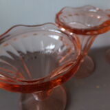 4 coupes anciennes à glaces/dessert verre rose
