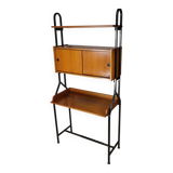 Vintage desk with modular bookcase in wood and metal, 1960