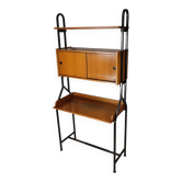 Vintage desk with modular bookcase in wood and metal, 1960