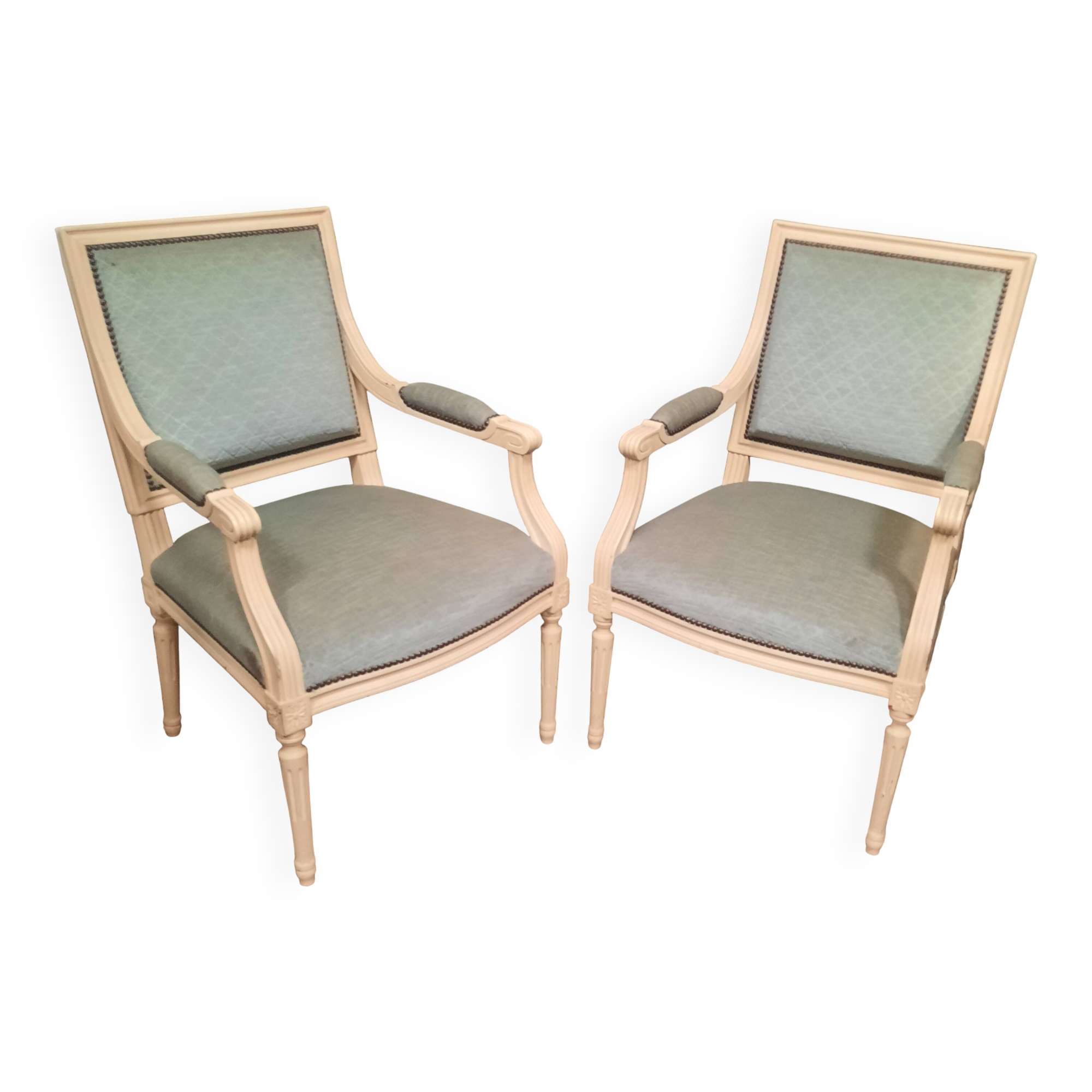 Pair of large Louis XVI style armchairs