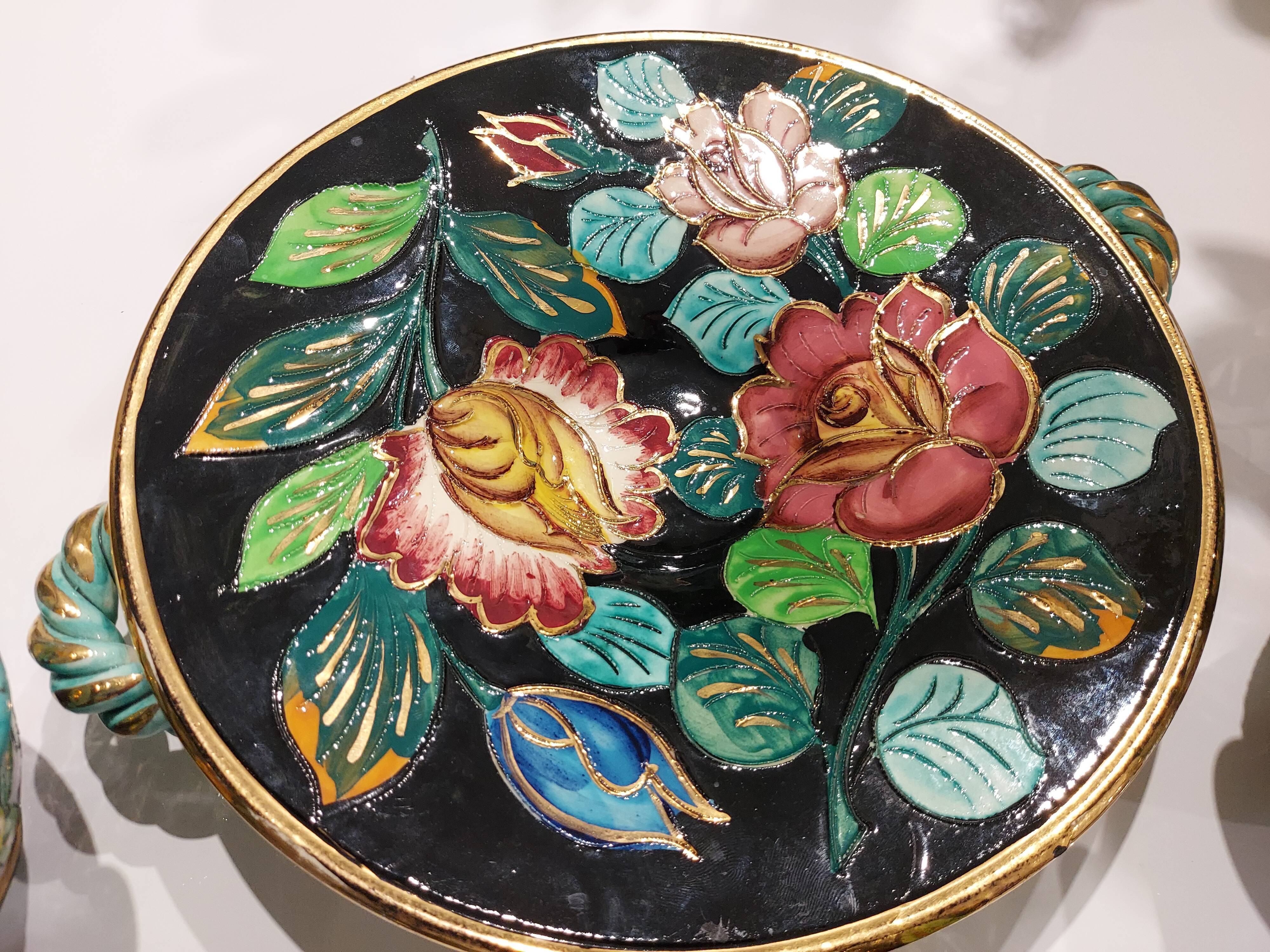 Set of 3 vases and ceramic cup Monaco Cerartvintage 1950