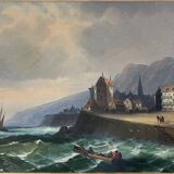Hst marine table attr. charles euphrasie kuwasseg 19th century