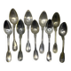 Set of 9 silver-plated soup spoons with a bi-lobed filet pattern.