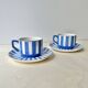 Pair of Art Deco Fox Trott Sarreguemines coffee cups, vintage earthenware