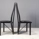 Chaises de salle à manger hautes en cuir noir vintage, lot de 6, années 1980