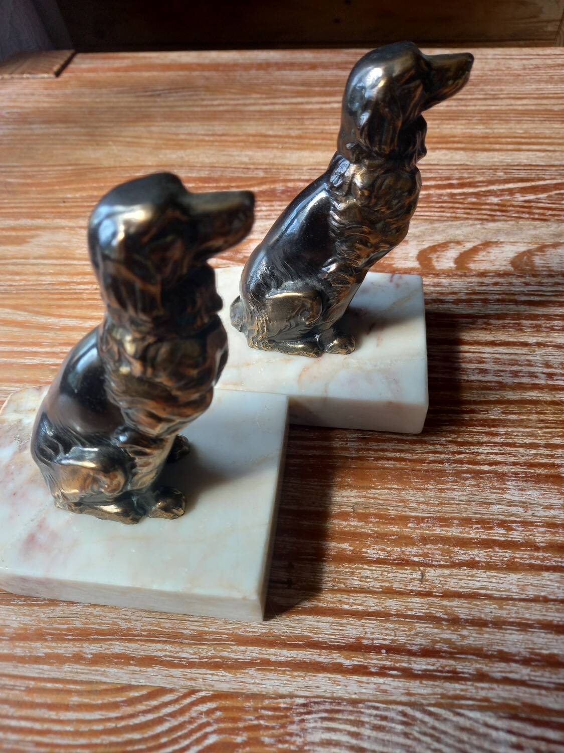 Metal and stone bookends