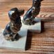 Metal and stone bookends