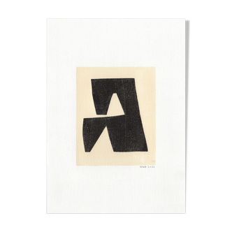 Painting on paper, Dated and signed abstract illustration without frame