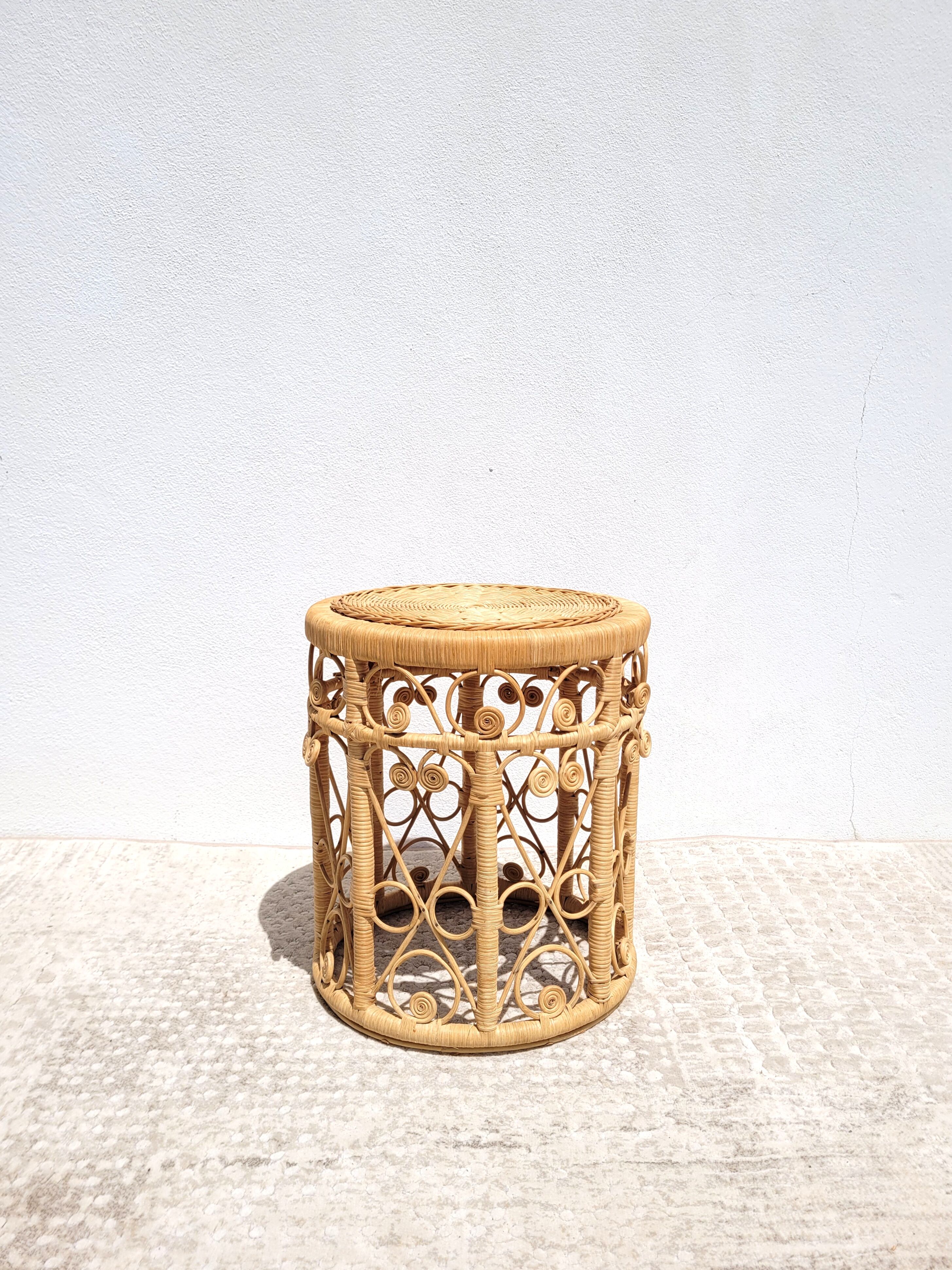 Peacock rattan side table
