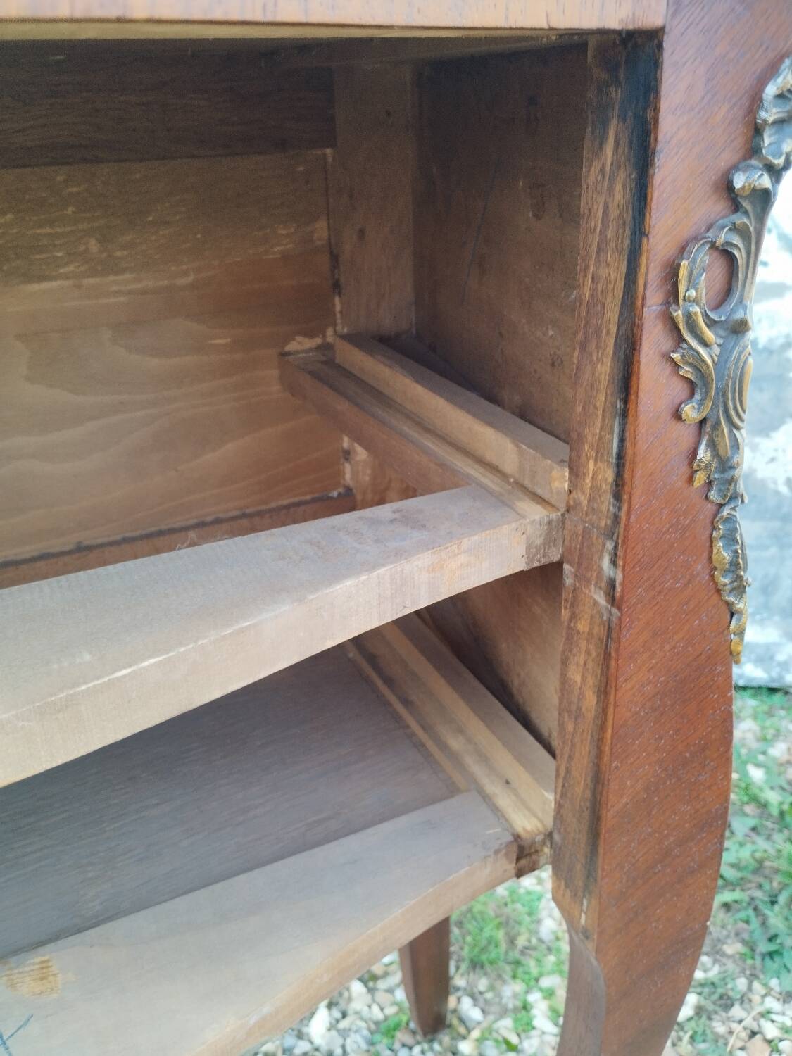 Antique Louis XV style chest of drawers with marble top