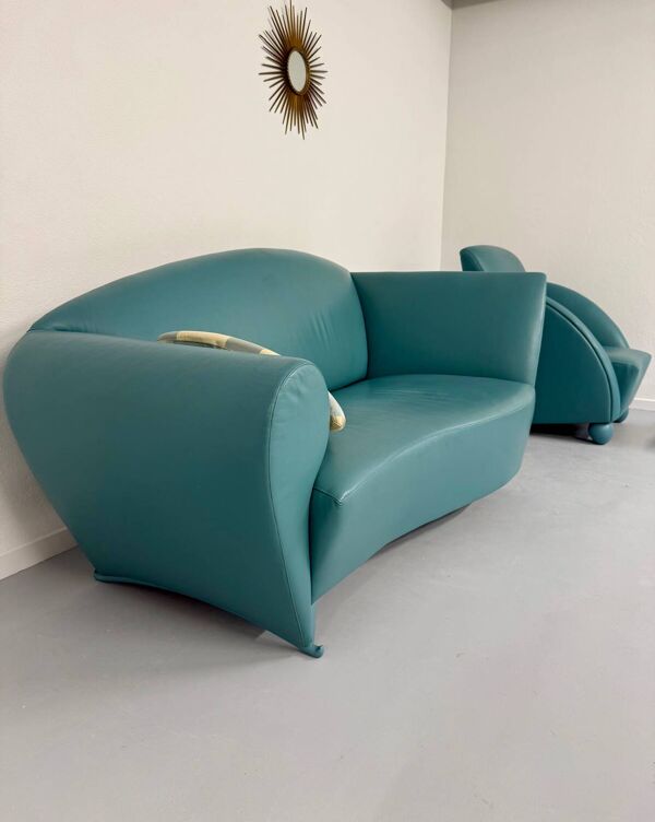 Salon canapé et fauteuil Atlantis design des années 90 de Wittmann vintage