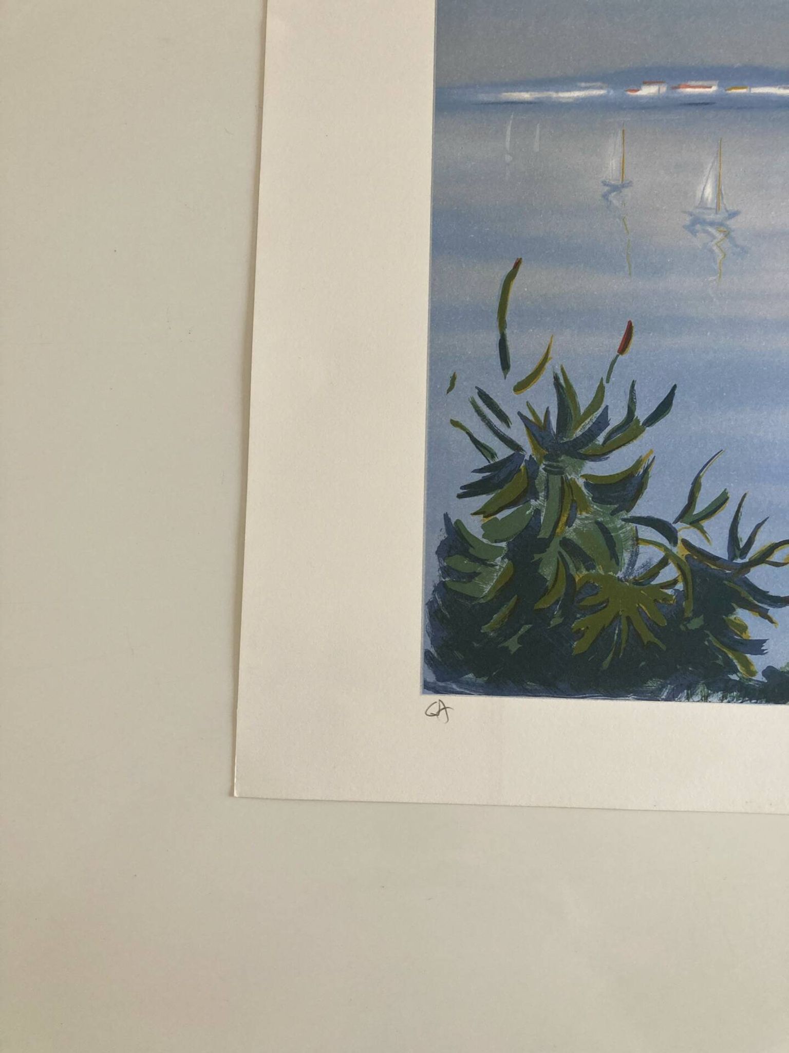 Lithograph signed by the French artist Victor ZAROU - Coastal view