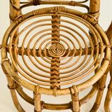 Pair of rattan chairs with high backrests, Italy 60s