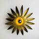 Spanish sunburst flush mount light fixture in gilt iron, Ferro Art, 1960s
