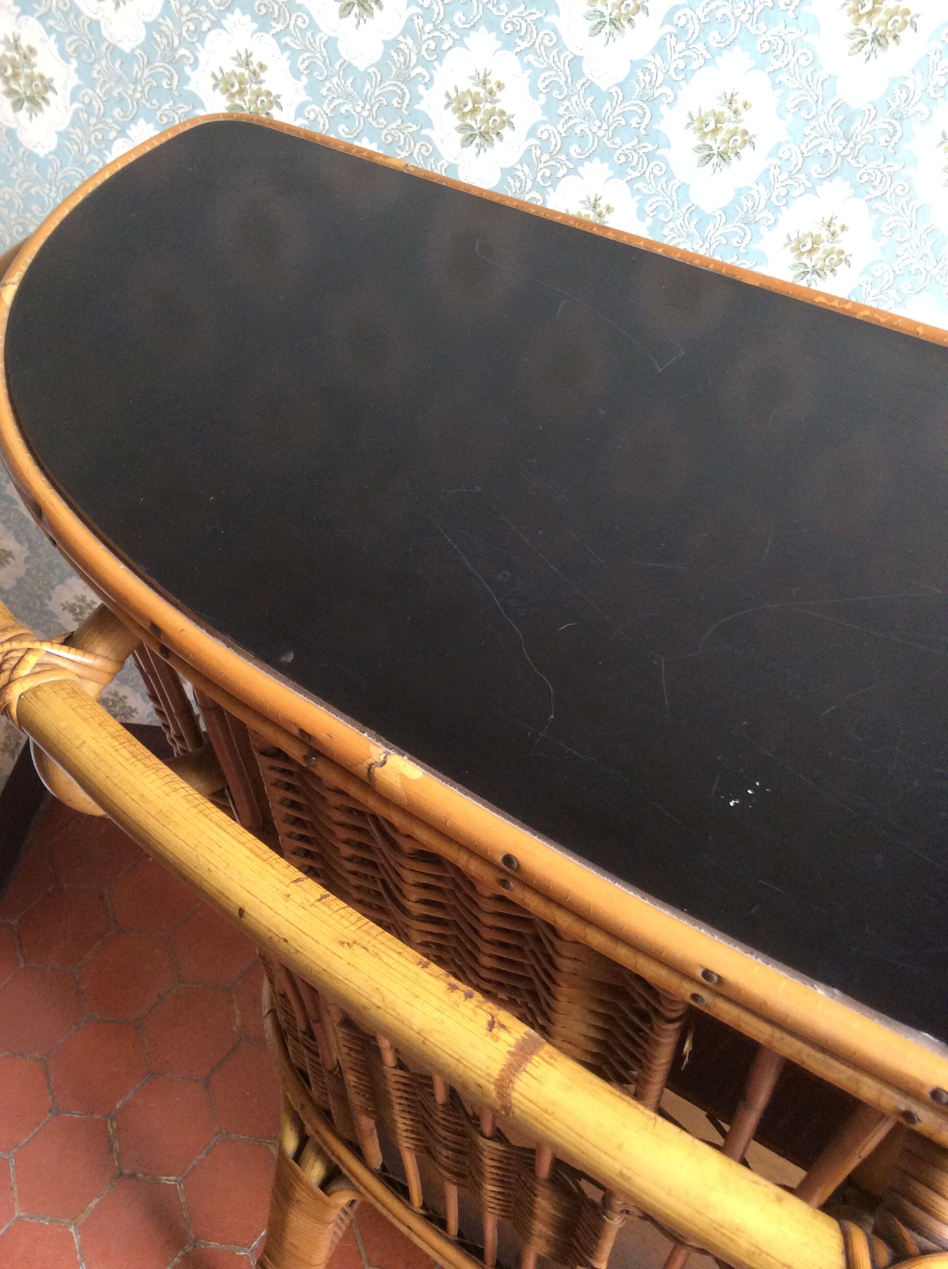 Bar vintage bambou et rotin années 60