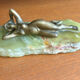 Art Deco female sculpture in bronze with onyx base.