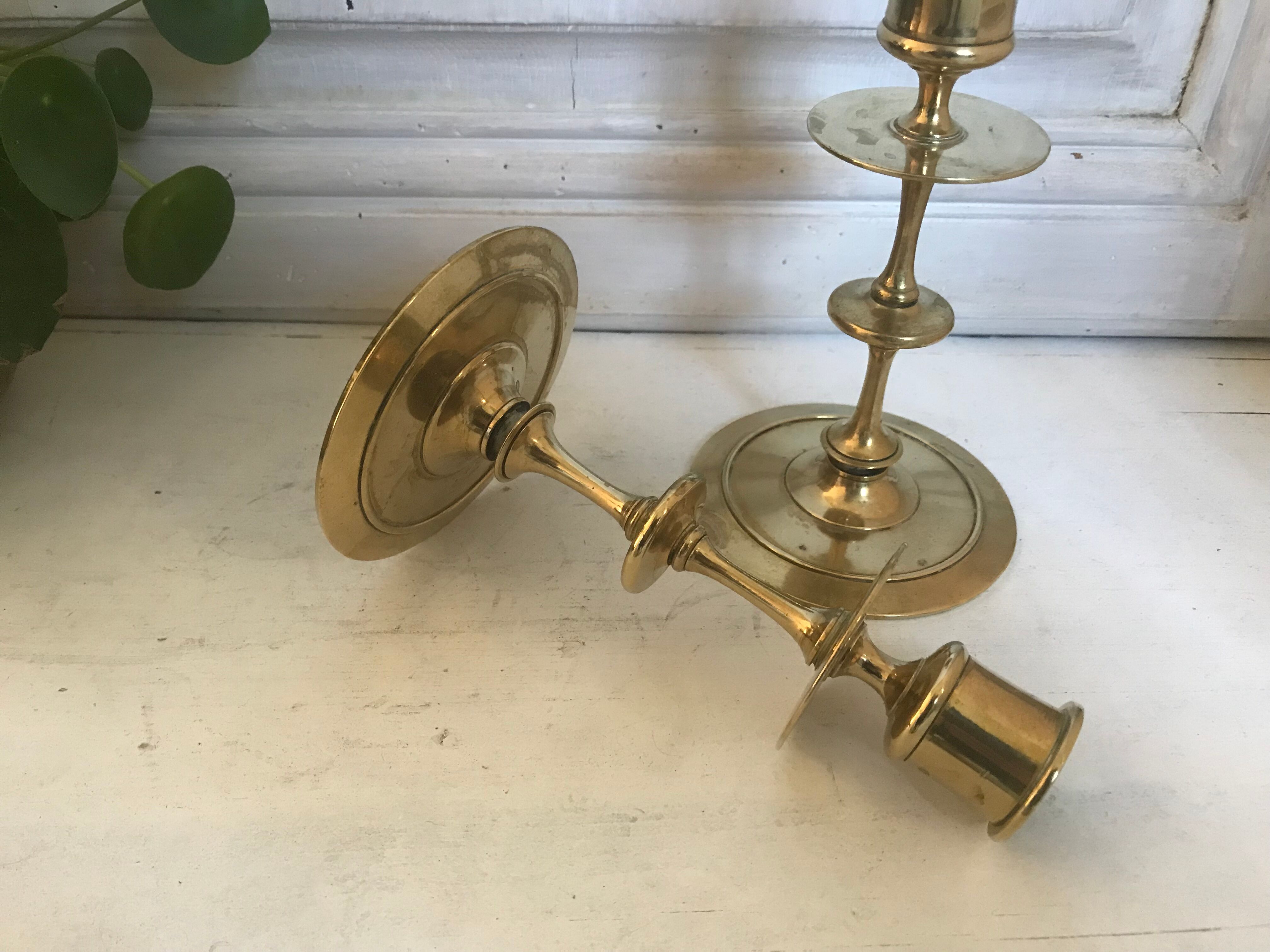 Pair of brass candle holders
