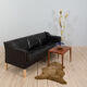 Mogens Hansen black aniline 3 seater sofa from the 70s.