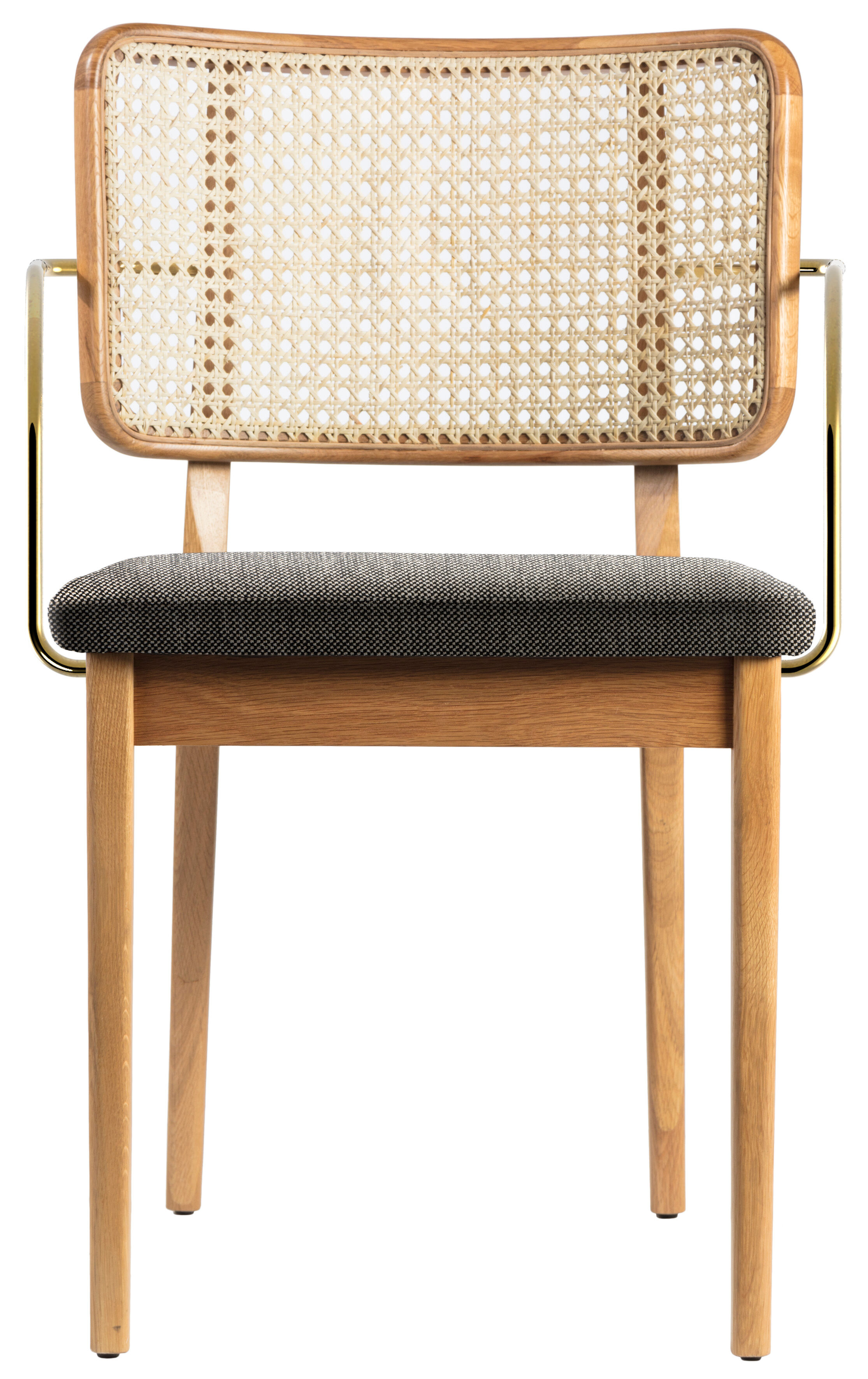 Lot of 4 canning chairs dark wood armrests