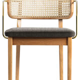 Lot of 4 canning chairs dark wood armrests