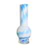 Glass vase, blue and white, 1980