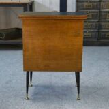 Folding occasional desk, steel, brass and oak, 1960s