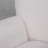 Pair of white boucle danish mid-century armchairs