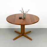 Danish Round Teak Dining Table with Extensions, 1970s