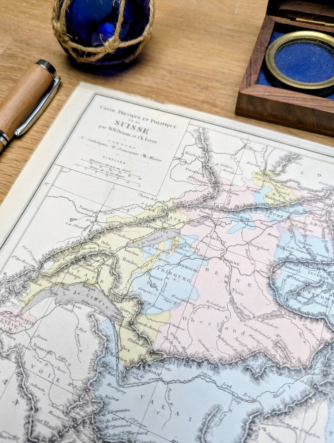 Switzerland, original map printed in 1879.