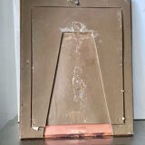 Antique leather framed mirror with gildings 30 cm x  24 cm