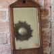 Wall-mounted coat rack mirror with solid wood hooks, brutalist mirror.