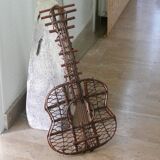 Rattan wall decoration in the shape of a guitar, 50s