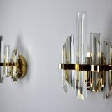 Pair of Venini glass wall lamps, Italy, 1970