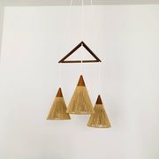Teakwood and Sisal Cascading Lamp by Temde
