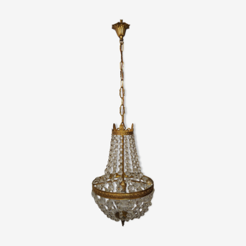 Balloon chandelier with glasses and bronze pampilles