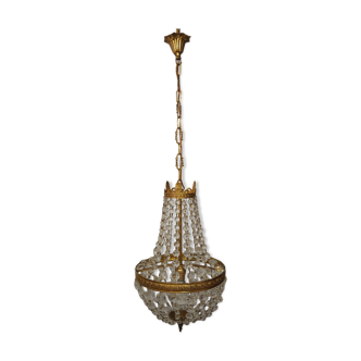 Balloon chandelier with glasses and bronze pampilles