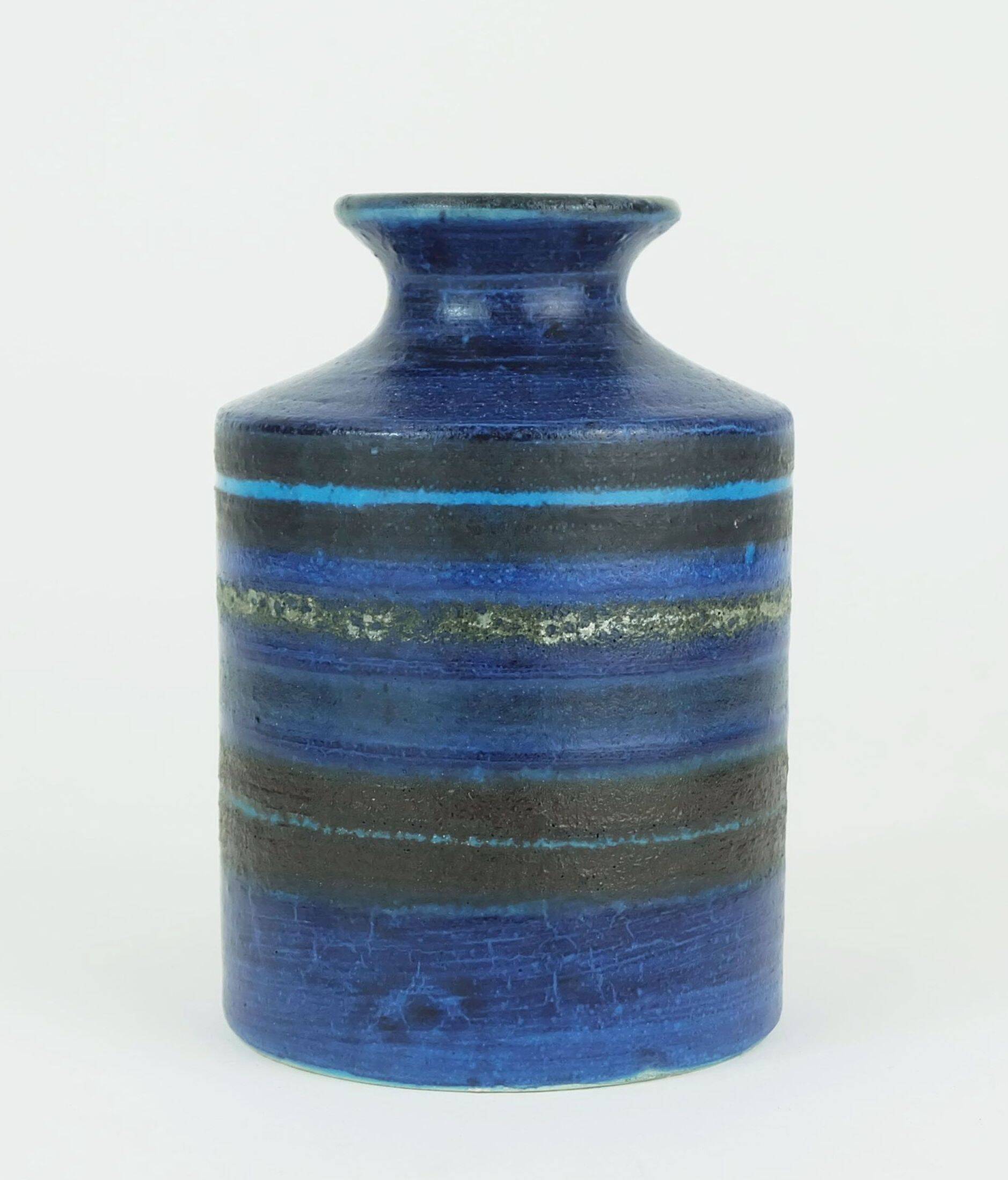 Vase du milieu du siècle bruno gambone, studio de poterie italien, décor à rayures