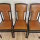 Set of 3 Vintage Dining Chairs: High Back, Leather Seat, Nailhead Trim