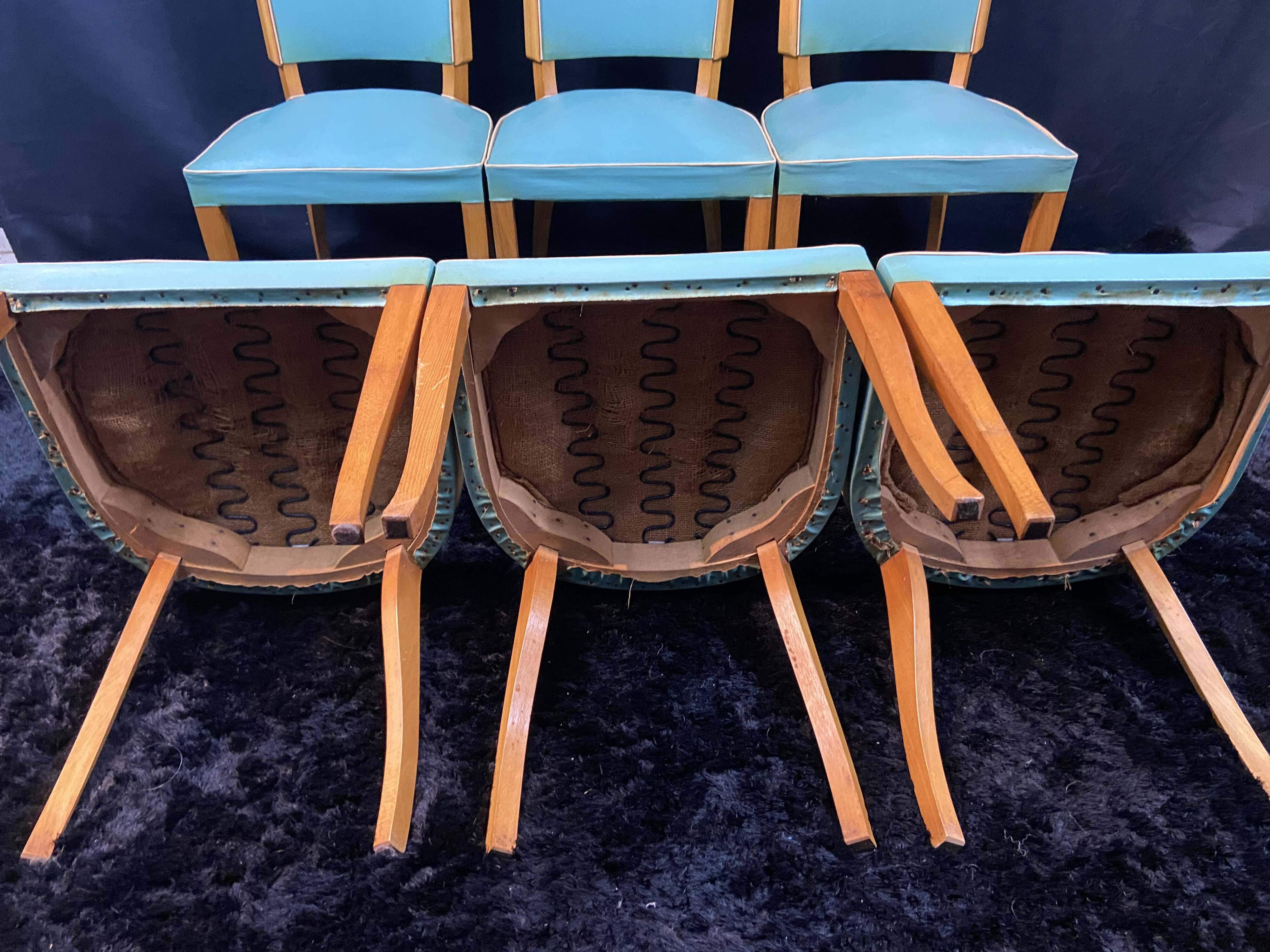 Suite 6 chaises design moderniste 1950