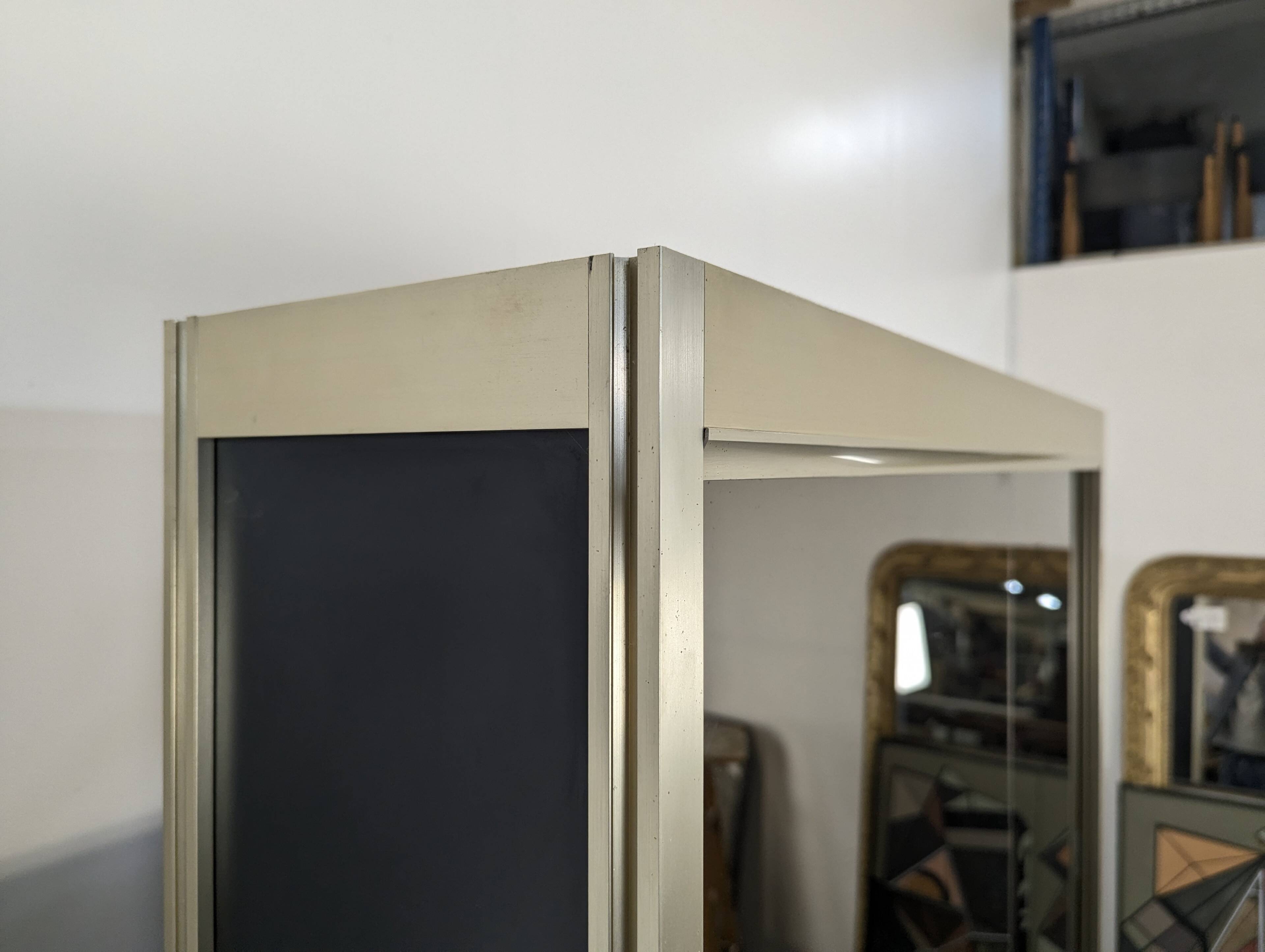 Vintage aluminium and glass display cabinet from the 1980s.