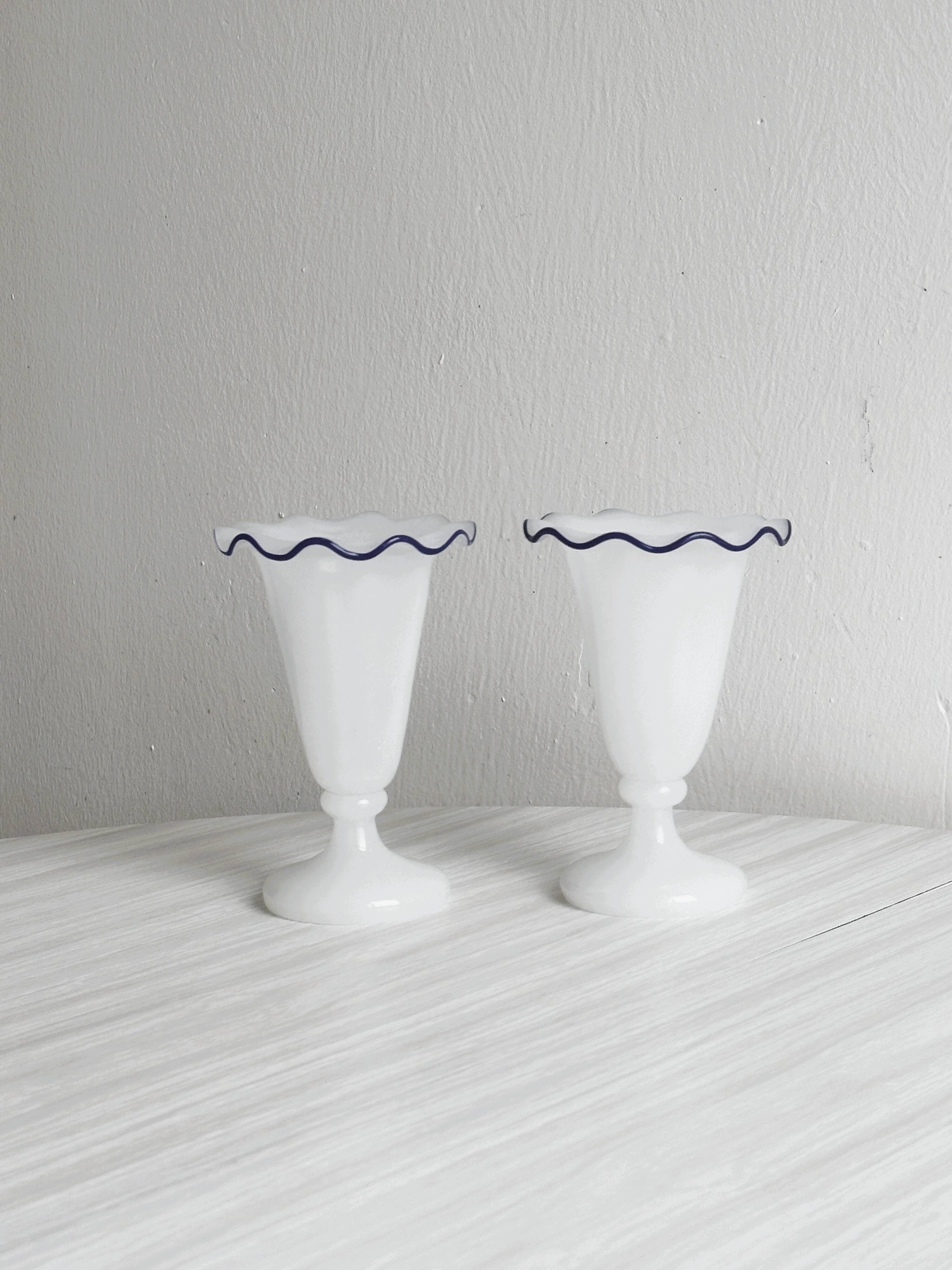 Pair of antique white opaline vases