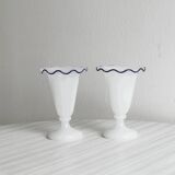 Pair of antique white opaline vases