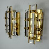 Pair of Venini wall lamps, half-moon glass, murano, Italy 1970